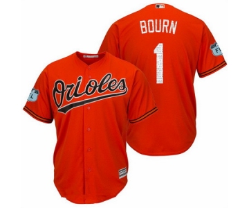 Men's Baltimore Orioles #1 Michael Bourn Orange 2017 Spring Training Stitched MLB Majestic Cool Base Jersey