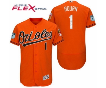 Men's Baltimore Orioles #1 Michael Bourn Orange 2017 Spring Training Stitched MLB Majestic Flex Base Jersey