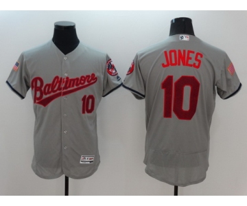Men's Baltimore Orioles #10 Adam Jones Gray Fashion Stars & Stripes 2016 Flexbase MLB Independence Day Jersey