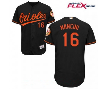 Men's Baltimore Orioles #16 Trey Mancini Black Road Stitched MLB Majestic Flex Base Jersey