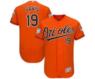 Men's Baltimore Orioles 19 Chris Davis Majestic Orange 2019 Spring Training Flex Base Player Jersey
