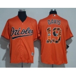 Men's Baltimore Orioles #19 Chris Davis Orange Team Logo Ornamented Stitched MLB Majestic Cool Base Jersey