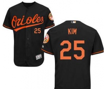 Men's Baltimore Orioles #25 Hyun-soo Kim Black Cool Base Majestic Baseball Jersey