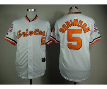 Men's Baltimore Orioles #5 Brooks Robinson 1970 Hall of Fame White Throwback Jersey