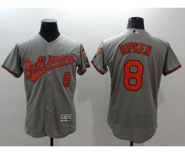 Men's Baltimore Orioles #8 Cal Ripken Grey Flexbase Authentic Collection Stitched MLB Jersey