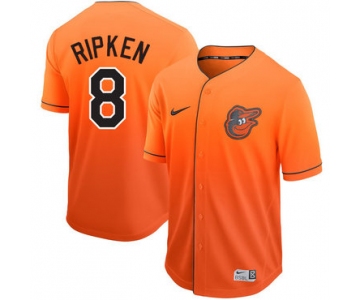 Men's Baltimore Orioles 8 Cal Ripken Jr Orange Drift Fashion Jersey