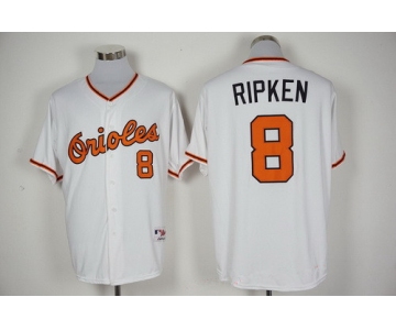 Men's Baltimore Orioles #8 Cal Ripken Retired Majestic White 1976 Turn Back the Clock Jersey