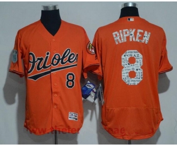 Men's Baltimore Orioles #8 Cal Ripken Retired Orange 2017 Spring Training Stitched MLB Majestic Flex Base Jersey