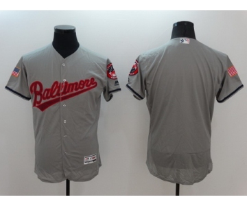 Men's Baltimore Orioles Blank Gray Fashion Stars & Stripes 2016 Flexbase Majestic Jersey