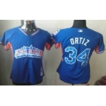 Boston Red Sox #34 David Ortiz 2013 All-Star Blue Womens Jersey