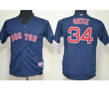 Boston Red Sox #34 David Ortiz Navy Blue Kids Jersey