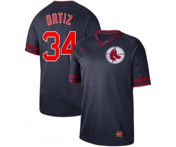 Men's Boston Red Sox 34 David Ortiz Black Throwback Jersey