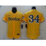 Men's Boston Red Sox #34 David Ortiz Gold 2021 City Connect Stitched MLB Flex Base Nike Jersey
