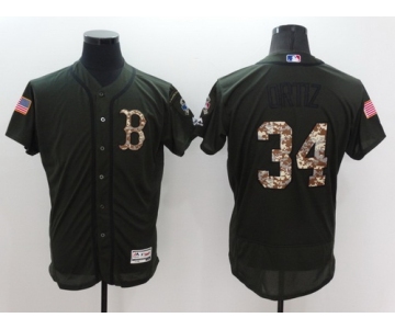 Men's Boston Red Sox #34 David Ortiz Green Salute to Service 2016 Flexbase Majestic Baseball Jersey