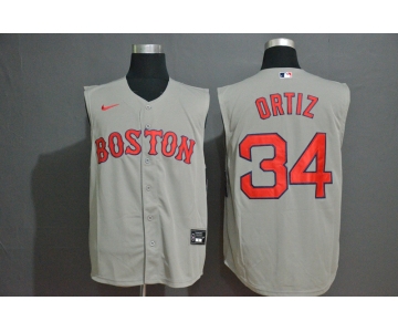 Men's Boston Red Sox #34 David Ortiz Grey 2020 Cool and Refreshing Sleeveless Fan Stitched MLB Nike Jersey