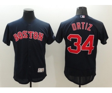 Men's Boston Red Sox #34 David Ortiz Navy Blue 2016 Flexbase Majestic Baseball Jersey