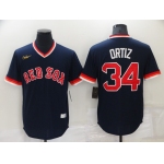 Men's Boston Red Sox #34 David Ortiz Navy Blue Cooperstown Collection Stitched Throwback Jersey