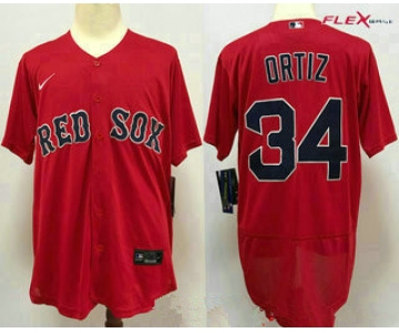 Men's Boston Red Sox #34 David Ortiz Red Stitched MLB Flex Base Nike Jersey