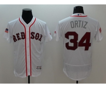 Men's Boston Red Sox #34 David Ortiz White Fashion Stars & Stripes 2016 Flexbase MLB Independence Day Jersey