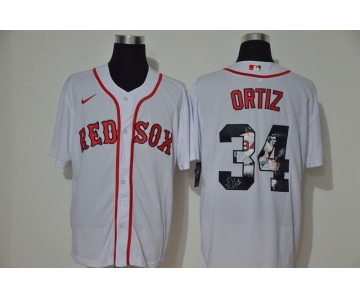 Men's Boston Red Sox #34 David Ortiz White Unforgettable Moment Stitched Fashion MLB Cool Base Nike Jersey