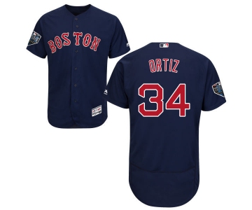 Red Sox #34 David Ortiz Navy Blue Flexbase Authentic Collection 2018 World Series Stitched MLB Jersey