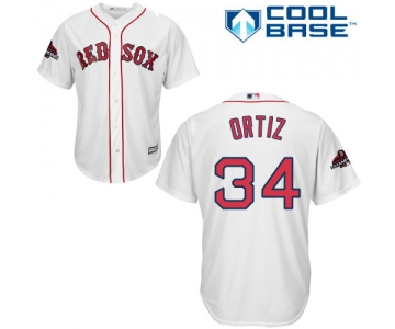 Red Sox #34 David Ortiz White Cool Base 2018 World Series Champions Stitched Youth Baseball Jersey