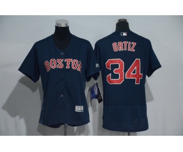 Women's Boston Red Sox #34 David Ortiz Navy Blue 2016 Flexbase Stitched Baseball Jersey
