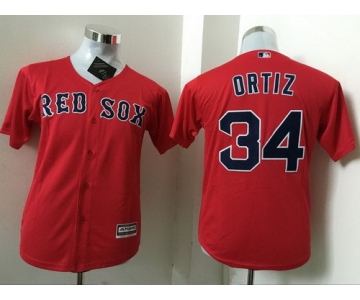 Youth Boston Red Sox #34 David Ortiz Name Red Stitched MLB Majestic Cool Base Jersey