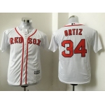 Youth Boston Red Sox #34 David Ortiz Name White Home Stitched MLB Majestic Cool Base Jersey