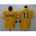 Men's Boston Red Sox #11 Rafael Devers Gold 2021 City Connect Stitched MLB Cool Base Nike Jersey