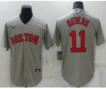 Men's Boston Red Sox #11 Rafael Devers Grey New Cool Base Stitched Nike Jersey