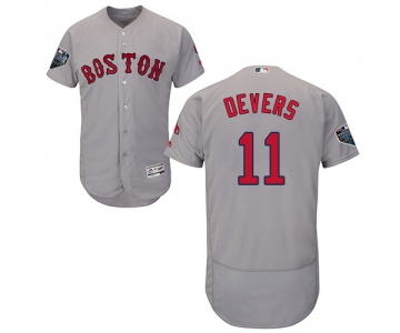 Red Sox #11 Rafael Devers Grey Flexbase Authentic Collection 2018 World Series Stitched MLB Jersey