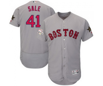 Men's Boston Red Sox #41 Chris Sale Majestic Gray 2017 MLB All-Star Game Worn Stitched MLB Flex Base Jersey