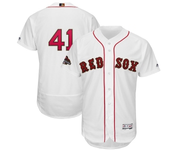 Men's Boston Red Sox 41 Chris Sale White 2019 Gold Program FlexBase Jersey