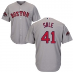 Red Sox #41 Chris Sale Grey Cool Base 2018 World Series Champions Stitched Youth Baseball Jersey