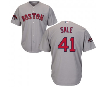 Red Sox #41 Chris Sale Grey Cool Base 2018 World Series Champions Stitched Youth Baseball Jersey