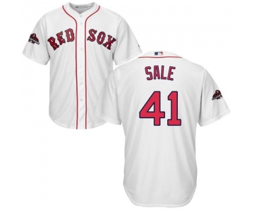 Red Sox #41 Chris Sale White Cool Base 2018 World Series Champions Stitched Youth Baseball Jersey