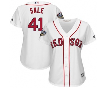 Women's Boston Red Sox 41 Chris Sale Majestic White 2018 World Series Cool Base Player Jersey
