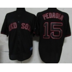 Boston Red Sox #15 Dustin Pedroia Black Fashion Jersey