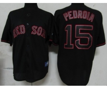 Boston Red Sox #15 Dustin Pedroia Black Fashion Jersey