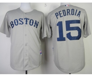 Boston Red Sox #15 Dustin Pedroia Gray Jersey
