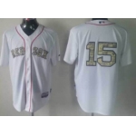 Boston Red Sox #15 Dustin Pedroia White With Camo Jersey