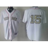 Boston Red Sox #15 Dustin Pedroia White With Camo Jersey