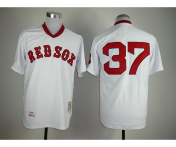 Boston Red Sox #37 Bill Lee 1975 White Throwback Jersey