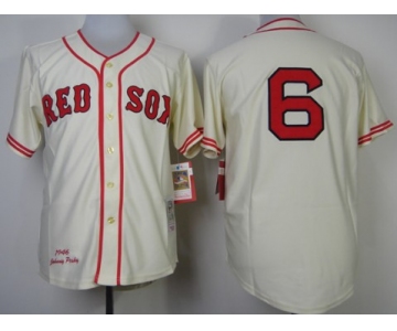Boston Red Sox #6 Johnny Pesky 1946 Cream Throwback Jersey