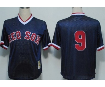 Boston Red Sox #9 Ted Williams 1990 Mesh BP Navy Blue Throwabck Jersey