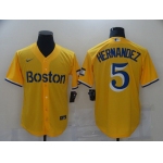 Men Boston Red Sox 5 Hernandez Yellow City Edition Game 2021 Nike MLB Jerseys