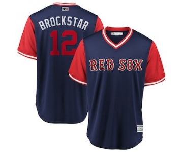 Men's Boston Red Sox 12 Brock Holt Brockstar Navy 2018 Players' Weekend Cool Base Jersey