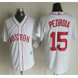 Men's Boston Red Sox #15 Dustin Pedroia Alternate White 2015 MLB Cool Base Jersey