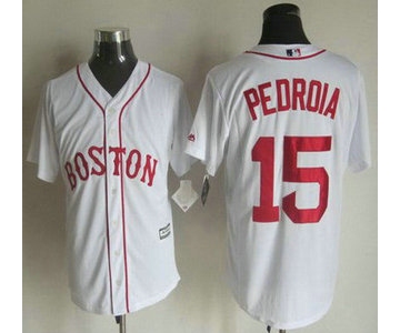 Men's Boston Red Sox #15 Dustin Pedroia Alternate White 2015 MLB Cool Base Jersey